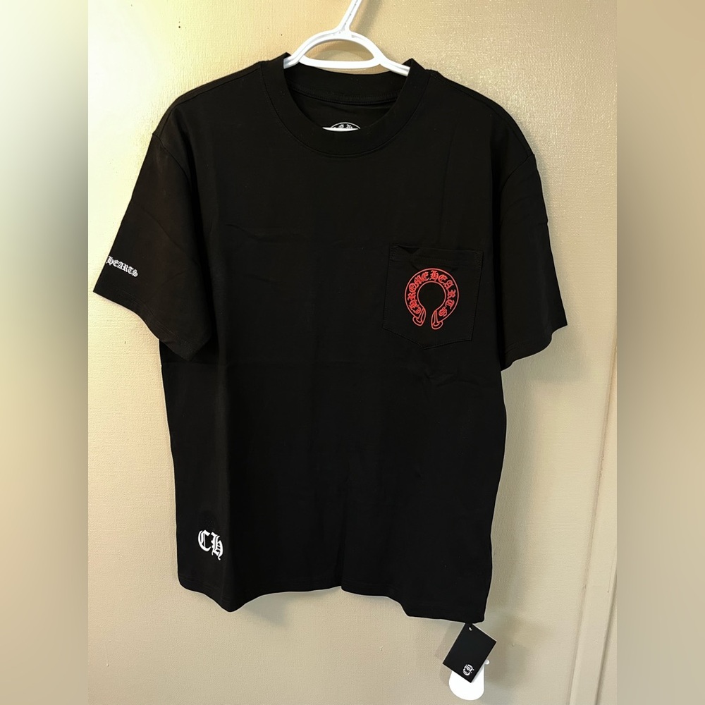 Black and red chrome hearts pocket shirt